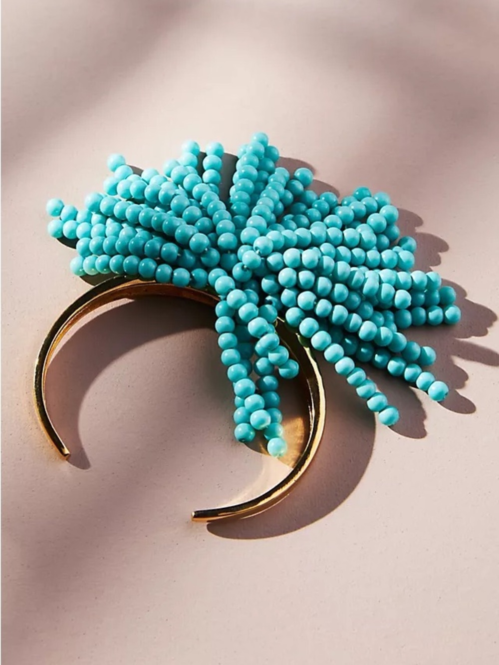 Anthropologie Turquoise Beaded Statement Cuff Bracelet